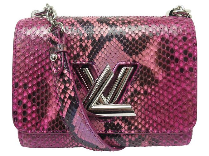 LOUIS VUITTON TWIST PM ROSA PYTHONLEDER HANDTASCHE Pink