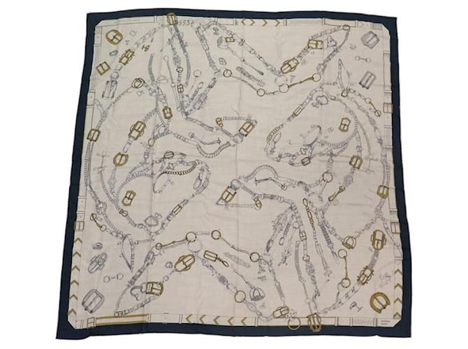 Hermès NEUF CHALE HERMES CHEVAUX DECHAINES H244096S CACHEMIRE & SOIE 140 CM SHAWL Bleu  ref.2058330