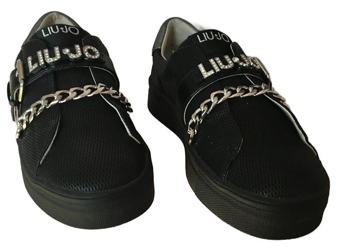 Baskets Liu.Jo noires à strass et chaînes argentées
