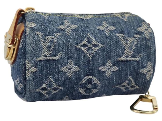 LOUIS VUITTON Monogram Denim Trousse Speedy Pouch Blue M95082 LV Auth 94097