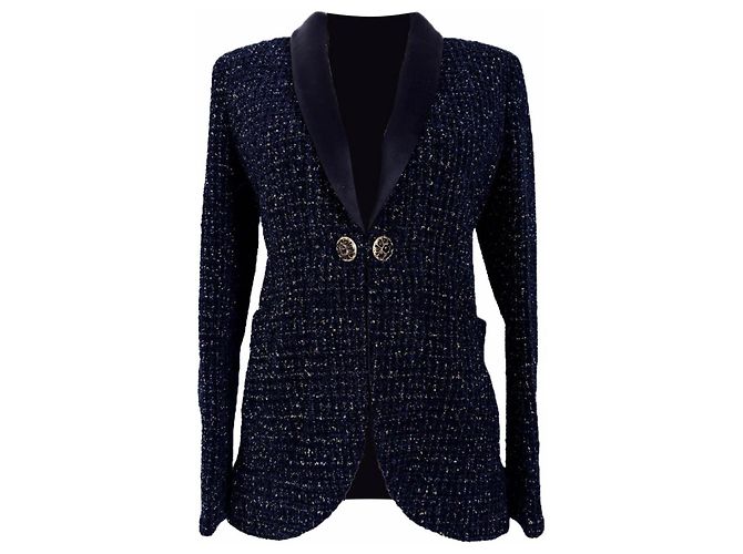 Chanel New Stunning Black Tweed Jacket