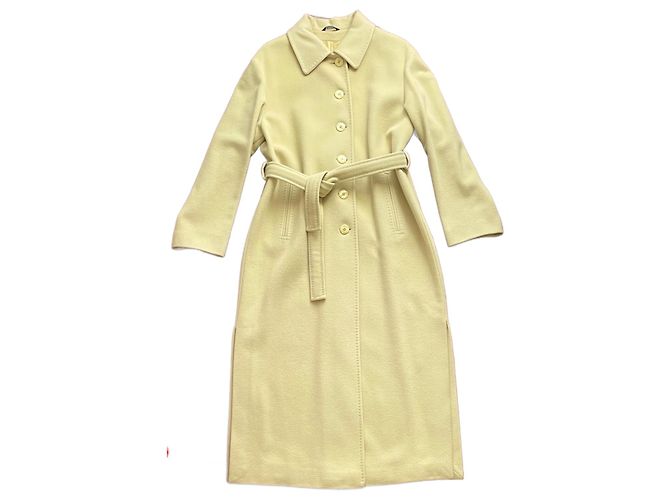 Autre Marque Abrigo largo de lana Vivaldi con cinturón verde anís Amarillo Verde claro