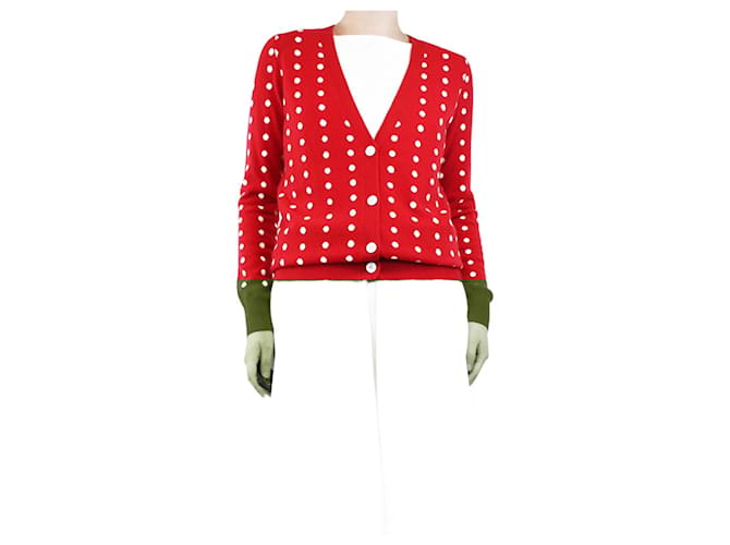 Autre Marque Red polka dot cardigan - size UK 8 Cashmere  ref.2059787