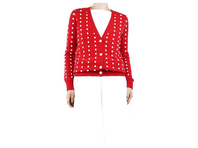Autre Marque Roter Pünktchen-Cardigan - Größe UK 8
