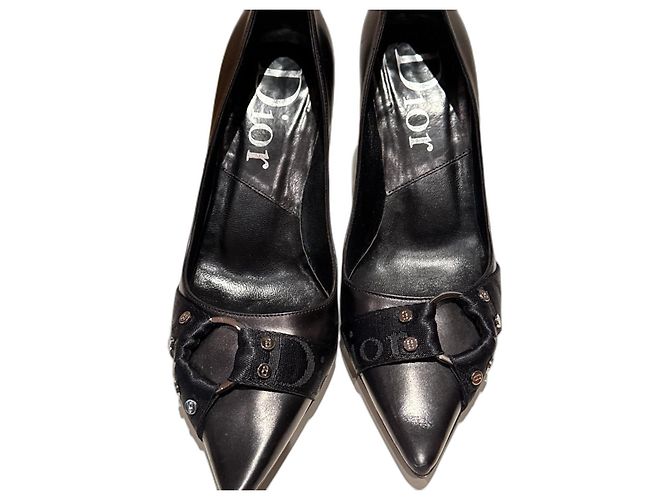 Dior Pumps Black Leather Pointed Toe 6.5 cm