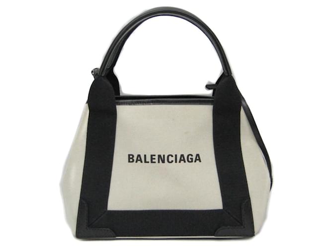 Balenciaga Navy Cabas XS Handbag Black Cream Leather Cloth  ref.2059930