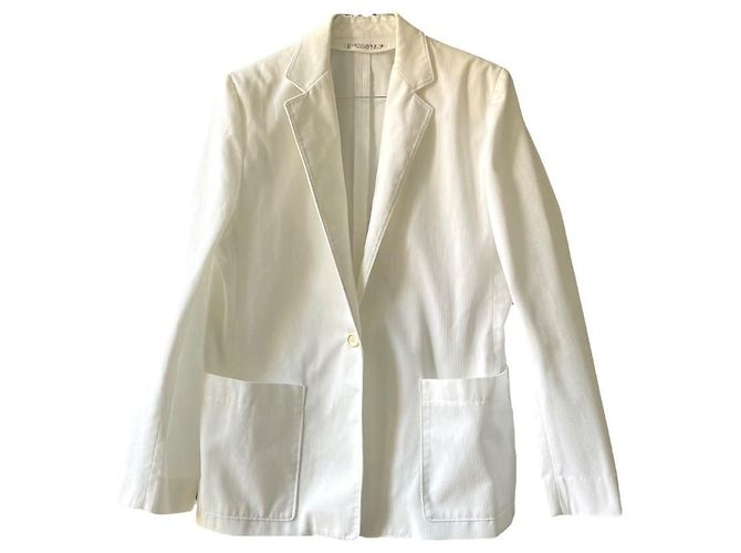 Blazer largo 70/80s Guy Laroche 38/40 de pana mezclada de algodón blanco