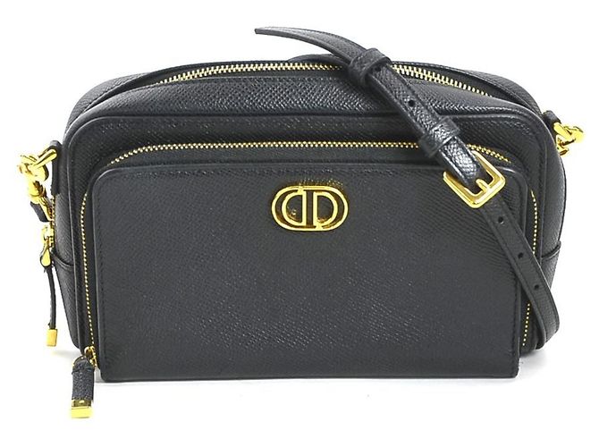 Borsa a spalla in pelle nera Christian Dior Nero