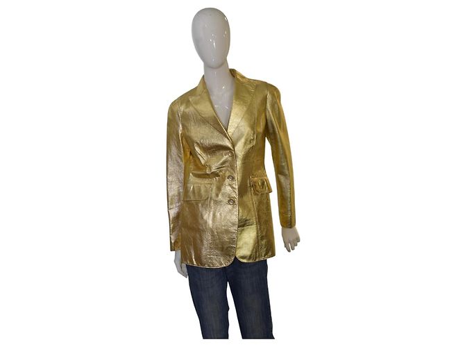 Moschino Cheap And Chic Blazer Moschino Cheap & Chic de couro dourado