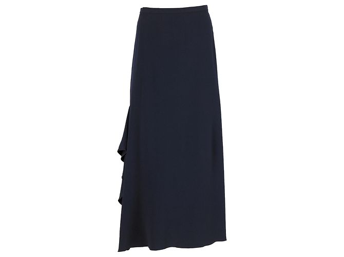 Falda maxi con volantes Max Mara en lana azul marino