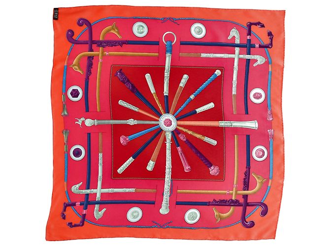 Foulard Quadrato Cannes e Pommeaux di Hermès in seta multicolore