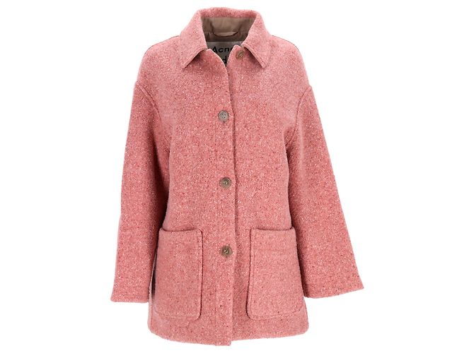 Casaco peacoat de botão único com bolsos em lã rosa da Acne Studios Marrom