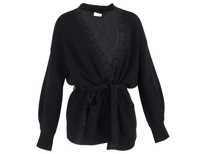 Schwarzer Wollcardigan mit Moncler-Logo