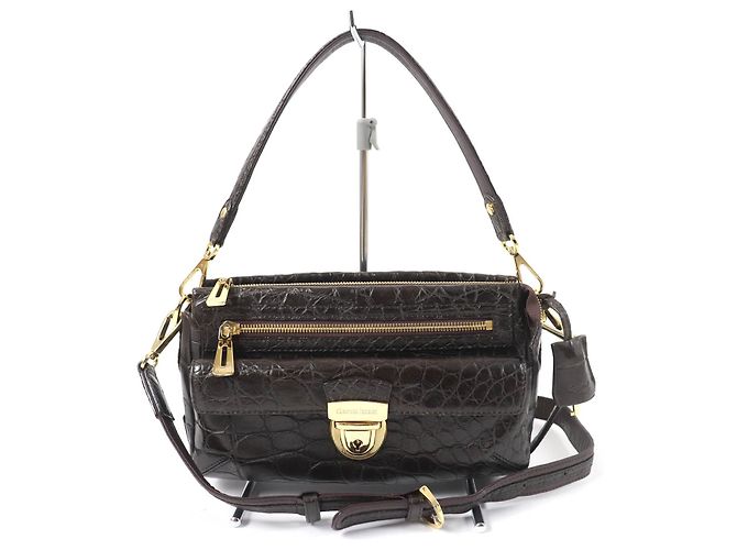 Autre Marque Sac à main 2WAY en cuir de crocodile Marron