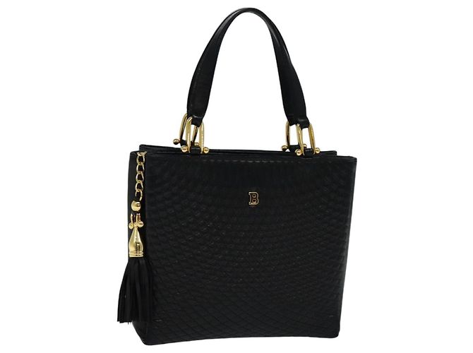 Sac à main BALLY en cuir noir Auth BA049