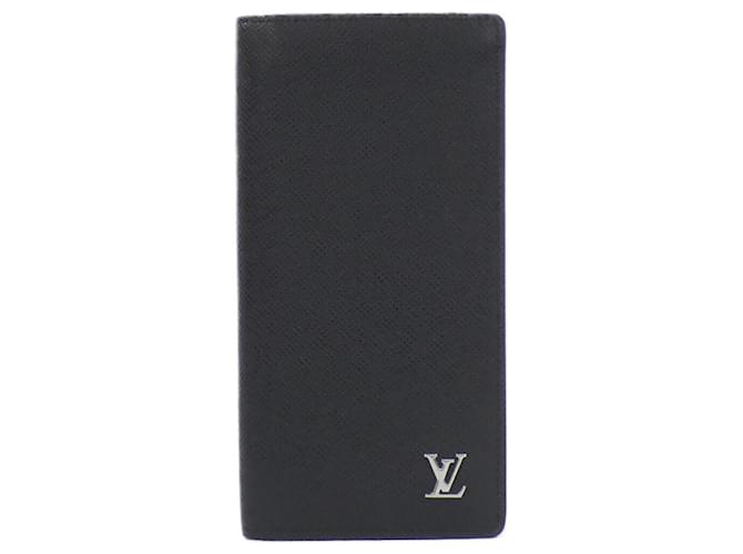 Louis Vuitton Taiga Portefeuille Brazza Wallet Black Leather  ref.2062082