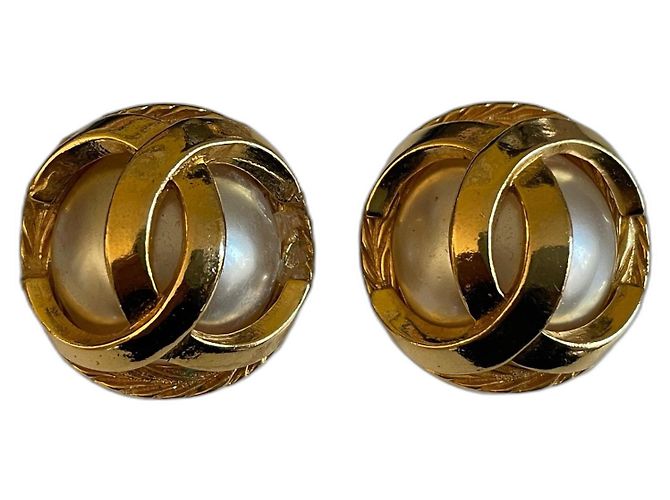 Orecchini Chanel CC Logo con Perle Oro Gold hardware 