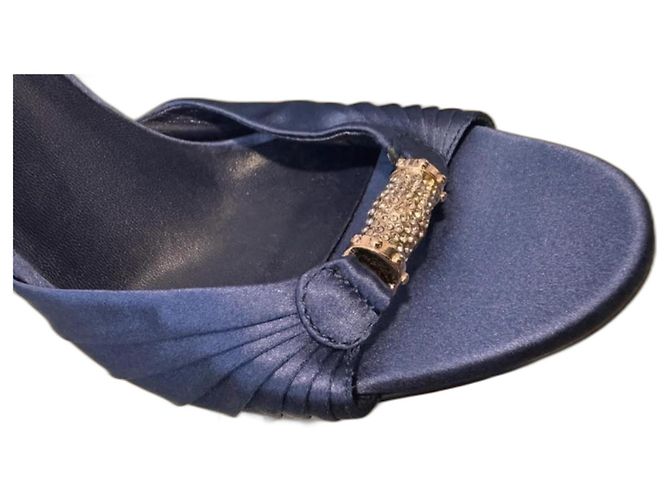 Marmont Sandali Gucci in raso e pelle blu