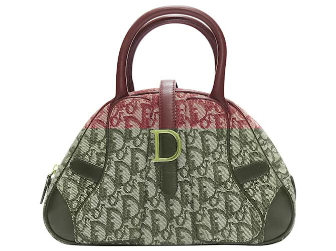 Christian Dior Galliano double saddle trotter monogram bag Red Cloth  ref.2062723