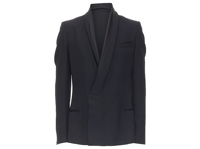 Haider Ackermann Runway fleece wool cotton silk shawl blazer
