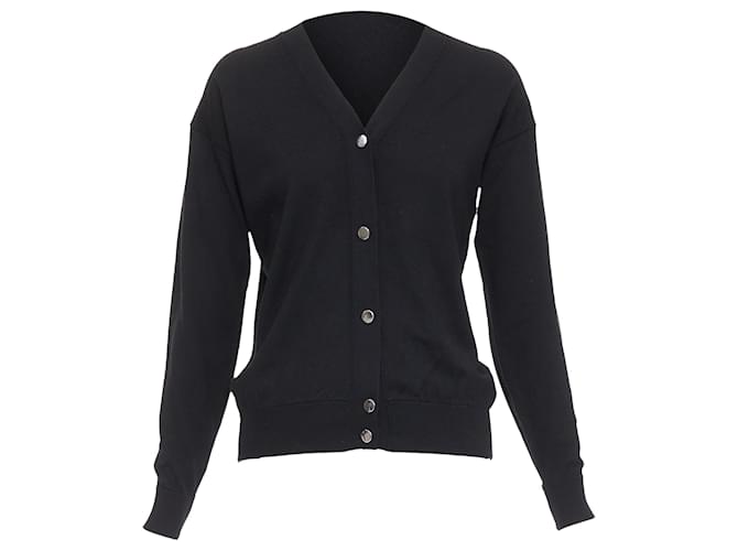 Autre Marque Alexander Wang merino wool silk trim sheer back cardigan Black  ref.2063142