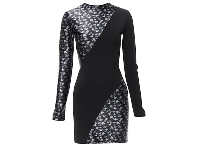 David Koma butterfly floral print mini dress Black Wool  ref.2063187