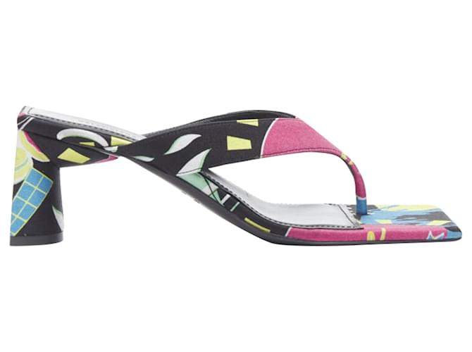 Balenciaga floral satin square toe mid heel mule thong sandals Multiple colors Silk  ref.2063235