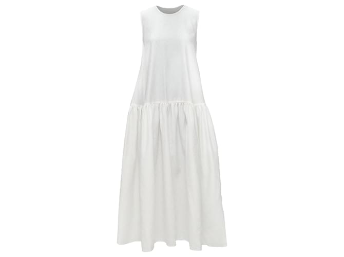 Autre Marque Cecilie Bahnsen Silk Blend Jacquard Sleeveless Babydoll Midi Dress White  ref.2063354