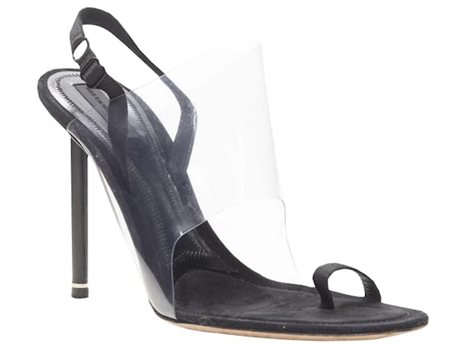 Autre Marque Alexander Wang clear PVC strappy slingback mule sandal Black Plastic  ref.2063393