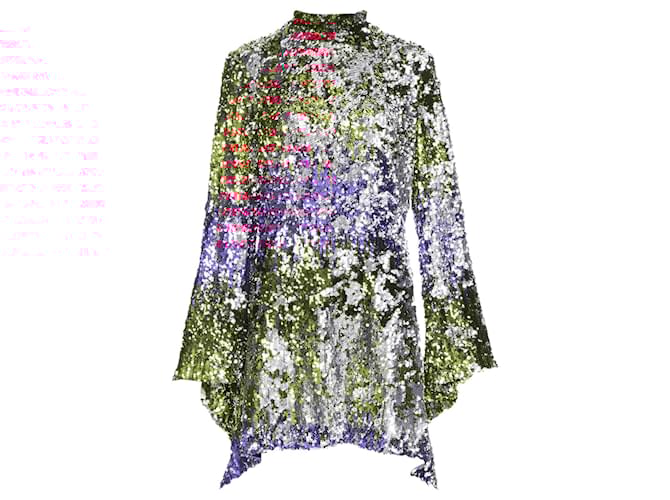 Autre Marque Halpern Flip Sequin multicolor flare drape hem mini dress Multiple colors Polyester  ref.2063426