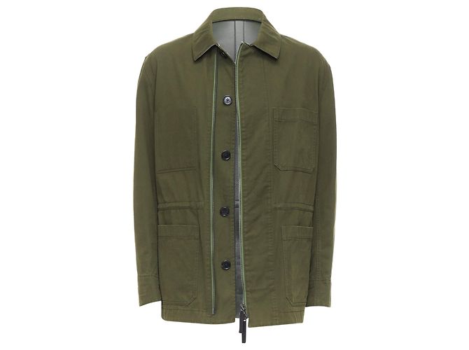 Abrigo safari de algodón y cuero Berluti Haider Ackermann