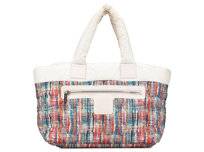 Bolsa tote Coco Cocoon impressa em tweed de nylon multi da Chanel Multicor