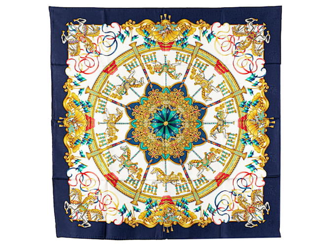 Hermès Blue Luna Park Silk Scarf Navy blue Cloth  ref.2064069