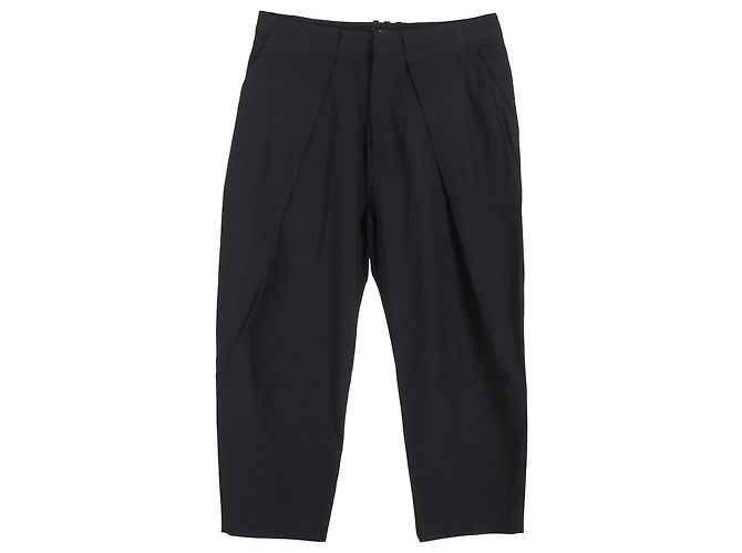 Pantalones rectos recortados drapeados de Balmain en lana negra Negro