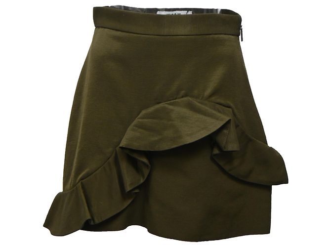 Jupe mini en coton vert avec volants MSGM Vert olive 