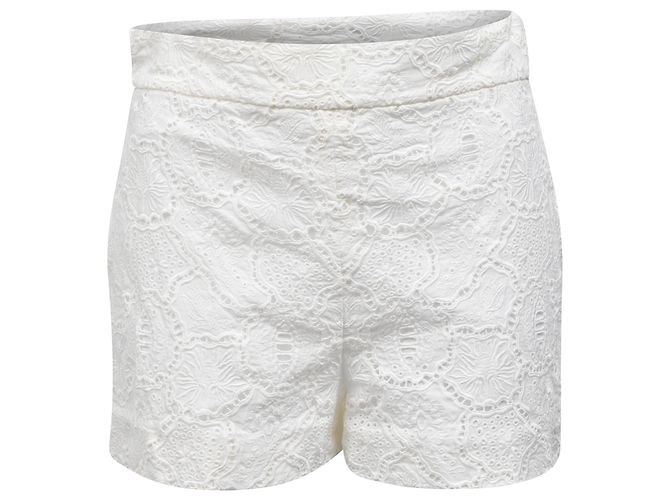 Shorts de crochê Christian Dior em algodão branco