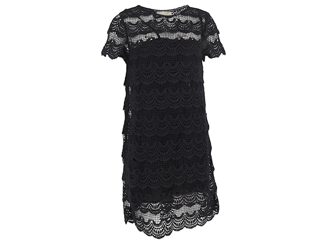 Michael Kors Lace Detail Mini Dress in Black Cotton  ref.2064684