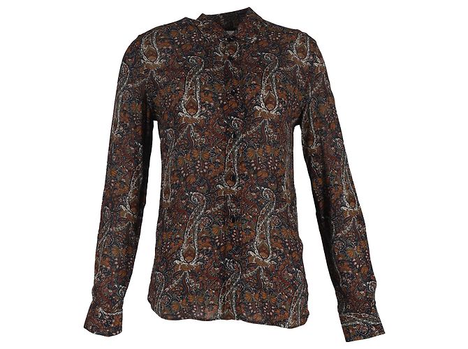 Camisa estampada Paisley Saint Laurent em viscose marrom Vermelho