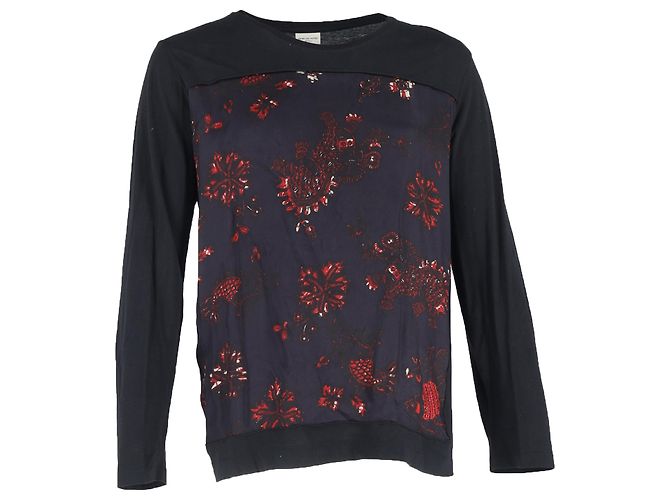 Dries Van Noten Printed Crewneck Sweater in Multicolor Cotton Multiple colors