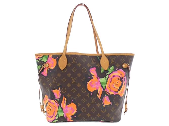 Bolsa Louis Vuitton Monogram Rose Neverfull MM Marrom Lona  ref.2064953