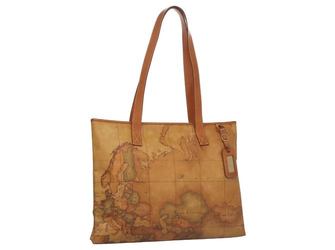 Autre Marque PRIMA CLASSE Borsa a Mano Pelle PVC Beige Marrone oro Auth am7609 D'oro