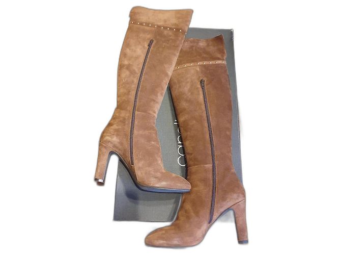 Autre Marque Caroline Biss Overknee-Stiefel Wildleder Camel Größe 39 Kamel