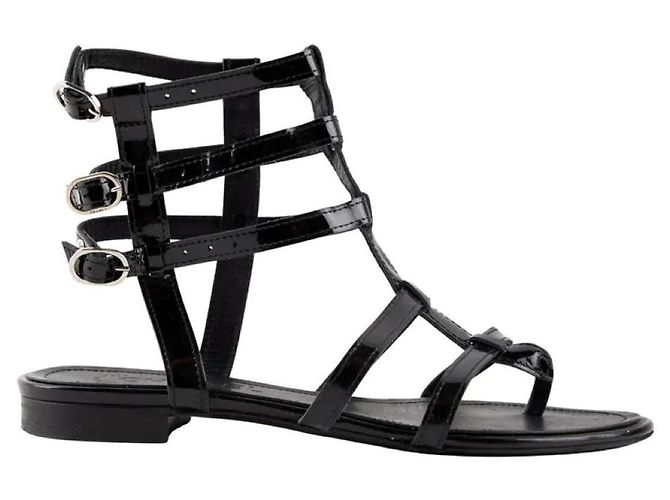 Sandali Chanel in pelle nera Nero