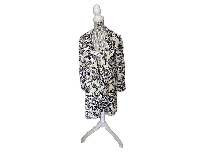Abrigo La Fée Maraboutée Jacquard Floral Azul Beige