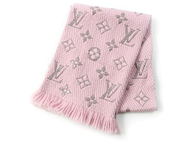 Louis Vuitton Logo Mania Shine Wool Silk Scarf Pink Cloth  ref.2065482