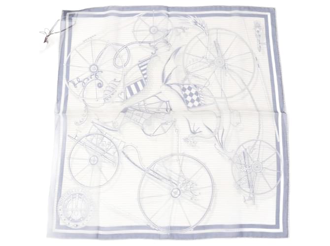 Hermès Hermes Silk Scarf VOITURES EN EQUILIBRE Blue Cloth  ref.2065540