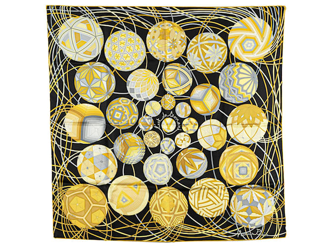 Hermès Yellow L'Art du Temari Silk Scarf Cloth  ref.2065666