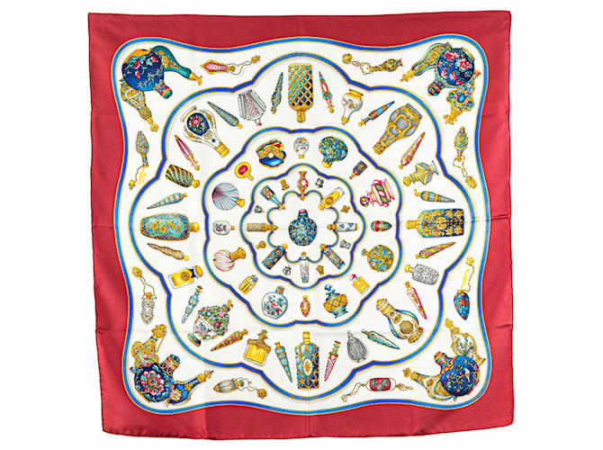 Hermès Red Qu Importe Le Flacon Silk Scarf Cloth  ref.2065825