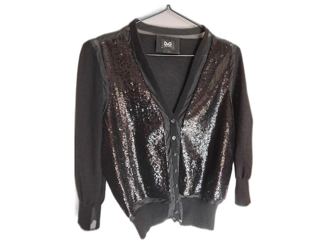 D&G Kaschmir- und Paillettenjacke Dolce&Gabanna Schwarz
