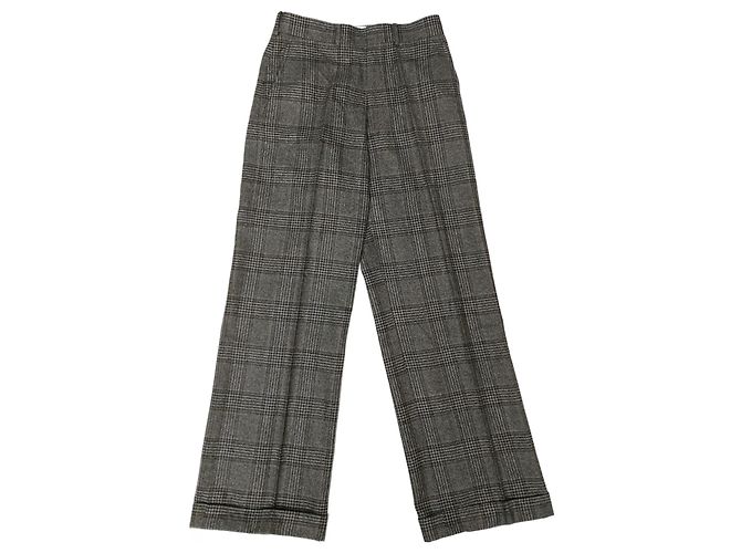 Junya Watanabe Weite Karohose aus Wolle Grau